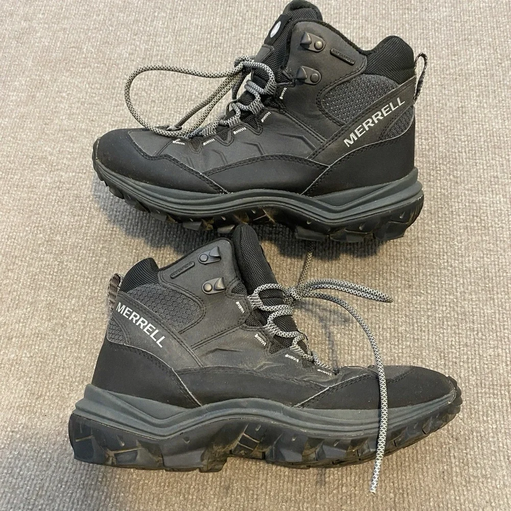 Merrell Snow Boots Mens Size 9 Black Insulated Lace Up Winter Hiking‎ J16467Z